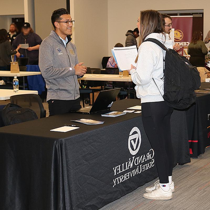 College Night, student talking to representative